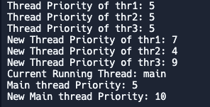 Example of Priority of a Thread in Java